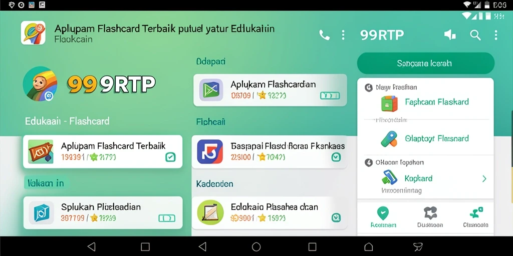 Screenshot aplikasi 99RTP menampilkan antarmuka Flashcard yang intuitif.