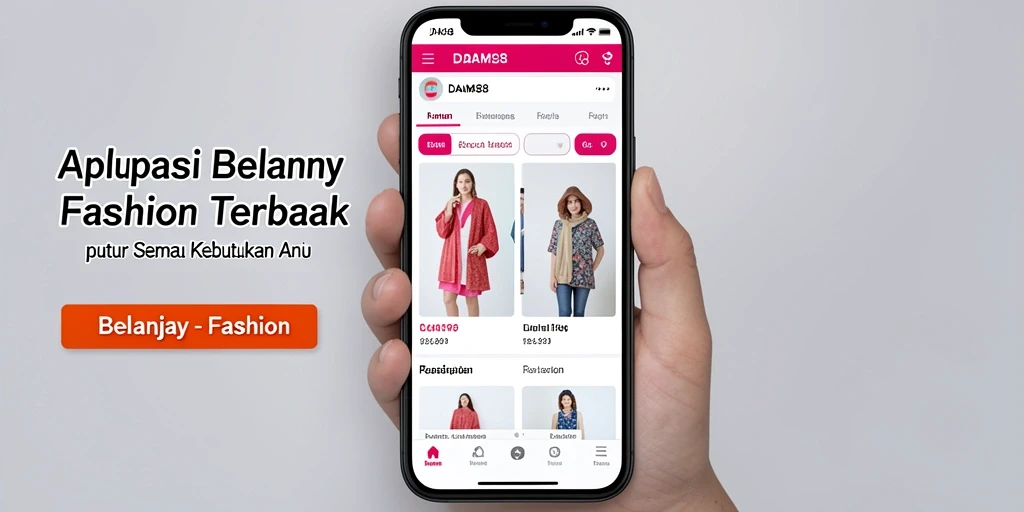 Antarmuka aplikasi DAM88 yang menarik dan fungsional untuk belanja fashion.