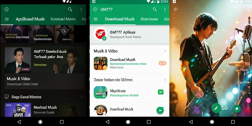 Antarmuka aplikasi GM777 yang sederhana dan mudah digunakan untuk Download Musik.