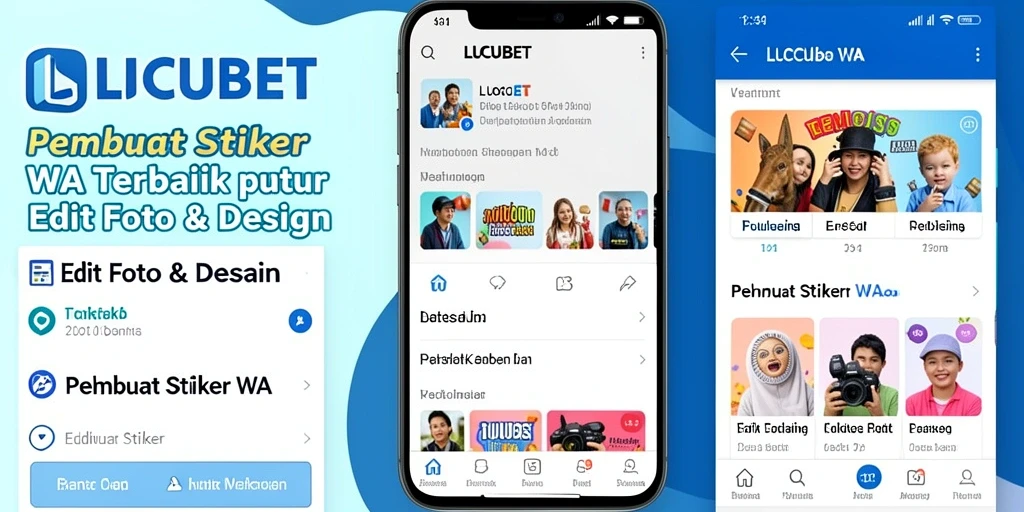 Antarmuka LUCUBET untuk membuat stiker WA yang kreatif dan mudah.