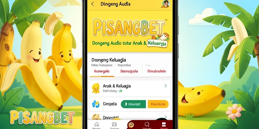 Antarmuka PISANGBET yang cerah dan interaktif untuk mendengarkan dongeng.