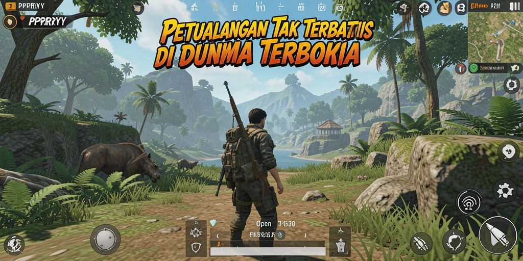 Tampilan antarmuka PPRRYY dengan dunia Open World yang menakjubkan.