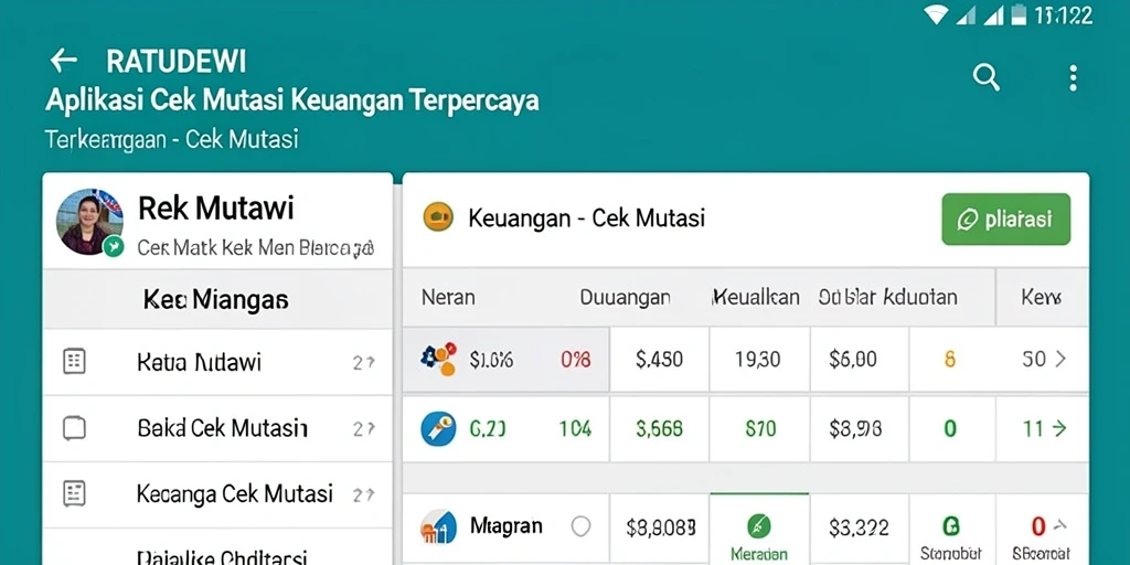 Antarmuka utama RATUDEWI menampilkan ringkasan mutasi keuangan secara jelas.