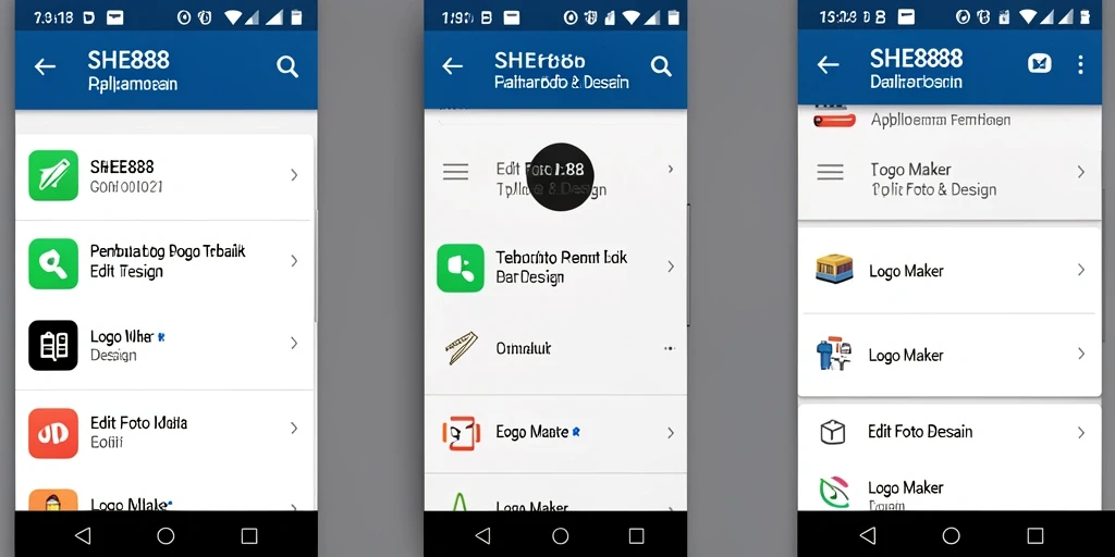 Screenshot utama SHE888 menampilkan antarmuka aplikasi Logo Maker yang intuitif.