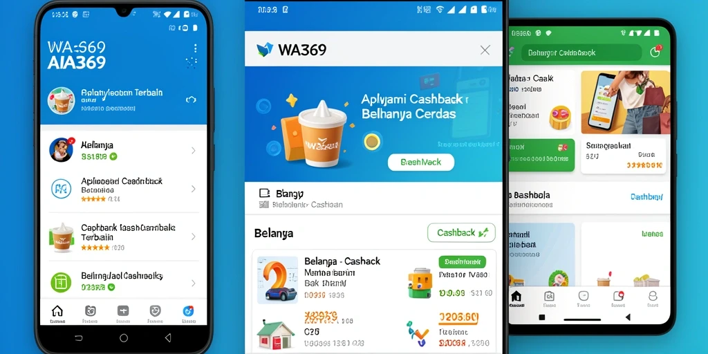 Tampilan aplikasi WA369 menampilkan penawaran cashback menarik.